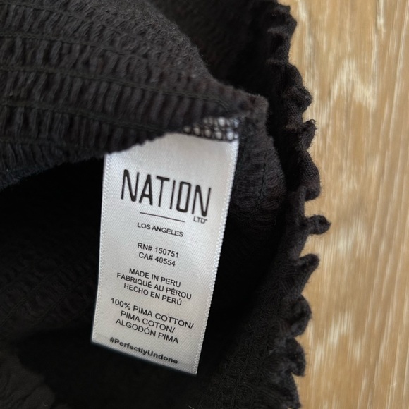 Nation LTD Bianca Smocked 80's Puff Sleeve Tee Black - Picture 8 of 9